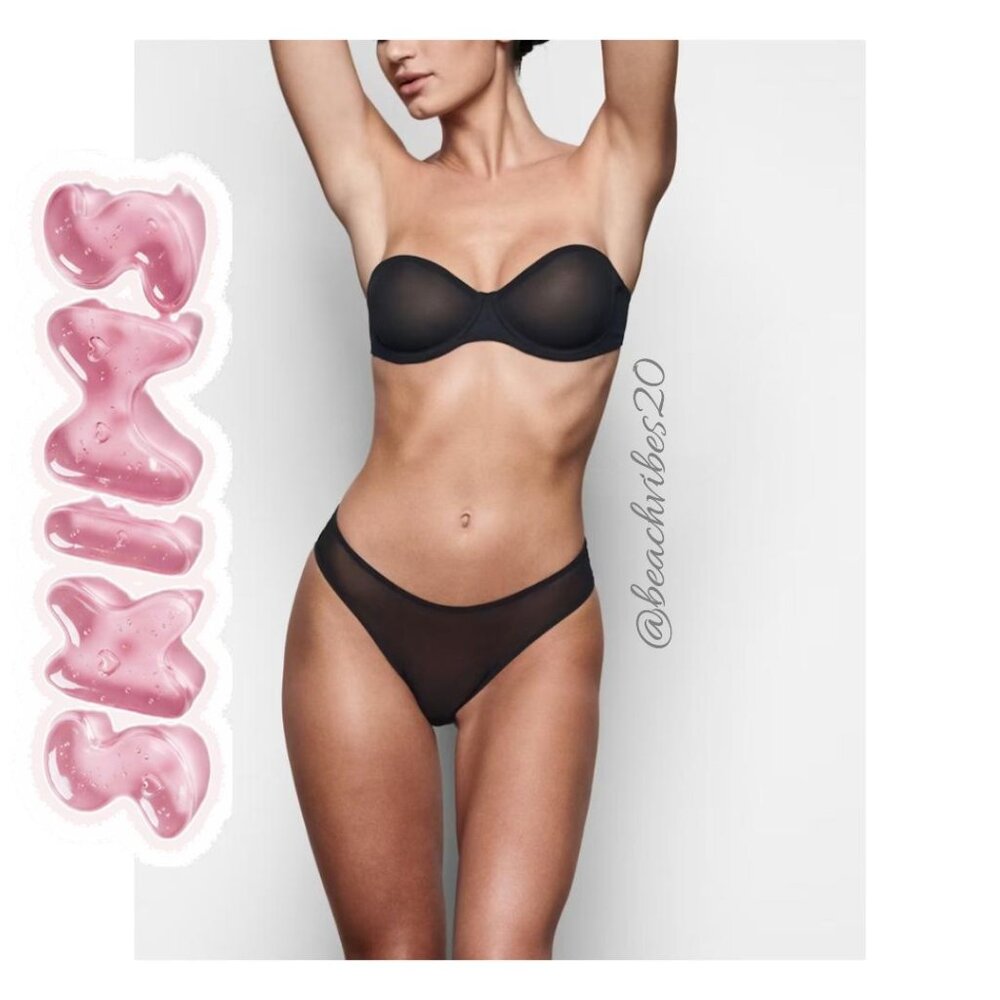 SKIMS Ultra Fine Mesh Strapless Bra Onyx 34F(DDD) NWT - Picture 2 of 10